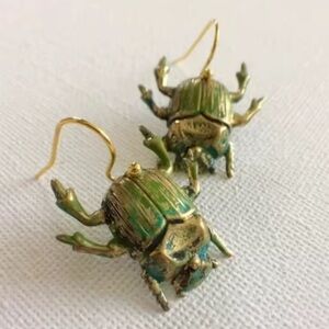 Egyptian Green Beetle Earrings